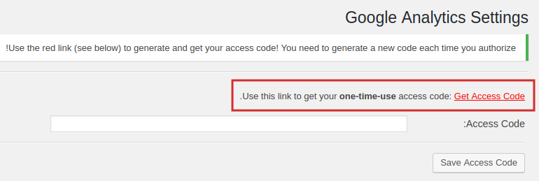 لینک Get Access Code افزونه گوگل آنالیتیکس