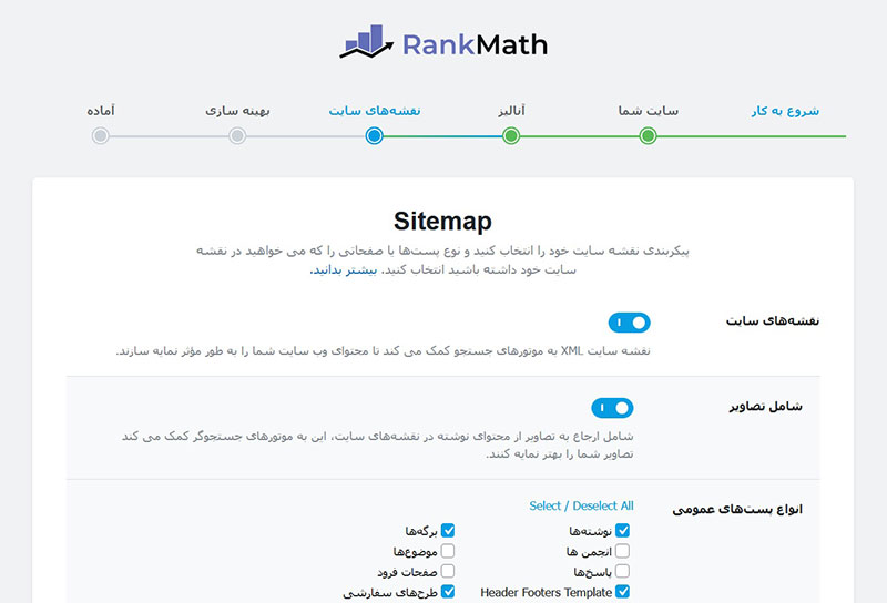 نقشه سایت در افزونه Rank Math