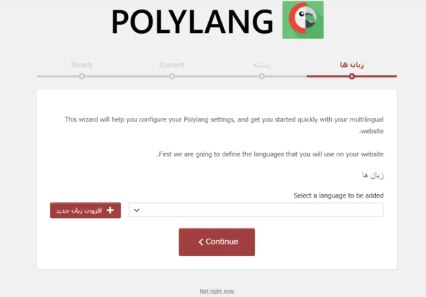 انتخاب زبان در افزونه Polylang